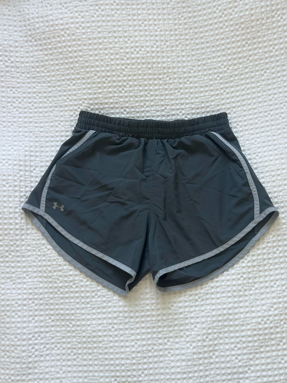 Under Armour Women's Dark Gray Athletic Shorts with Light Gray Trim